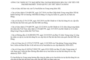 Hướng dẫn 08-HD/UBKTTW 2020 công tác nhân sự kiểm tra tại đại hội đảng bộ các cấp