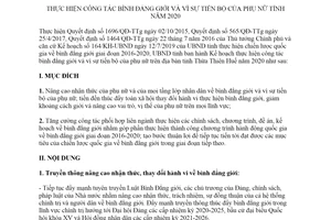 Kế hoạch 25/KH-UBND 2020 thực hiện công tác bình đẳng giới và vì sự tiến bộ của phụ nữ Huế