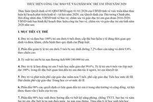 Kế hoạch 24/KH-UBND 2020 thực hiện công tác bảo vệ và chăm sóc trẻ em tỉnh Thừa Thiên Huế