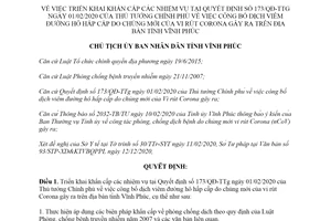 Quyết định 269/QĐ-UBND 2020 công bố dịch viêm đường hô hấp cấp do vi rút Corona tỉnh Vĩnh Phúc