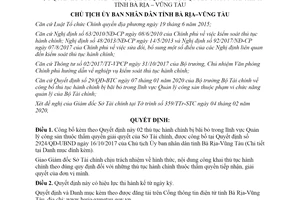 Quyết định 284/QĐ-UBND 2020 công bố thủ tục hành chính Quản lý công sản Sở Tài chính Vũng Tàu