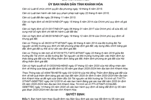 Quyết định 04/2020/QĐ-UBND bảng giá đất định kỳ 05 năm tỉnh Khánh Hòa giai đoạn 2020 2024