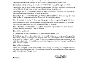 Thông tư 02/2020/TT-BGTVT Định mức kinh tế tiêu hao nhiên liệu của phương tiện thủy công vụ