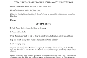 Quyết định 06/2020/QĐ-TTg tổ chức và quản lý hội nghị hội thảo quốc tế tại Việt Nam