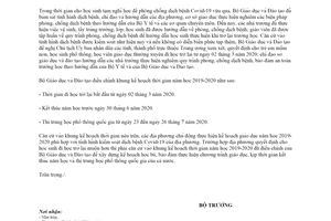 Công văn 509/BGDĐT-GDTrH 2020 điều chỉnh khung kế hoạch thời gian năm học 2019 2020