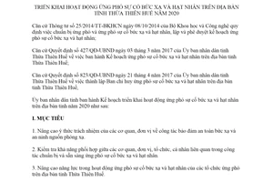 Kế hoạch 32/KH-UBND 2020 triển khai ứng phó sự cố bức xạ và hạt nhân tỉnh Thừa Thiên Huế