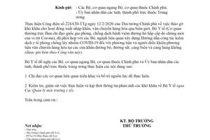 Công văn 829/BYT-MT 2020 kiểm dịch y tế biên giới phòng chống COVID-19 vận chuyển hàng hóa