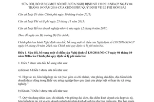 Nghị định 22/2020/NĐ-CP sửa đổi Nghị định 39/2016/NĐ-CP quy định lệ phí môn bài