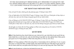 Quyết định 441/QĐ-UBND 2020 giải quyết thủ tục hành chính lĩnh vực lâm nghiệp Sở Nông nghiệp Huế