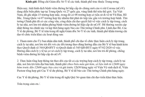 Công văn 138/DP-DT 2020 báo cáo các trường hợp cách ly tập trung cách ly tại nhà nơi lưu trú