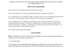 Quyết định 236/QĐ-TTg 2020 thành lập Tổ công tác về rà soát văn bản quy phạm pháp luật