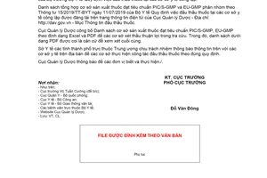 Công văn 1494/QLD-CL 2020 công bố cơ sở sản xuất thuốc đạt tiêu chuẩn PIC/S-GMP và EU-GMP