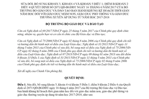 Quyết định 514/QĐ-BGDĐT 2020 sửa đổi Quyết định 2017/QĐ-BGDĐT kế hoạch thời gian năm học