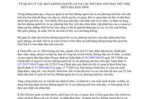 Chỉ thị 02/CT-UBND 2020 quản lý tàu bay không người lái và phương tiện bay siêu nhẹ Tuyên Quang