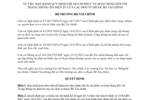 Quyết định 225/QĐ-BTC 2020 quy định chế độ chi phục vụ hoạt động đối với Trang thông tin điện tử