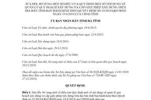 Quyết định 05/2020/QĐ-UBND sửa đổi Quy định quản lý quy hoạch xây dựng tỉnh Hà Tĩnh