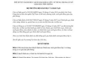 Quyết định 512/QĐ-BGDĐT 2020 phê duyệt sách giáo khoa lớp 1 sử dụng trong cơ sở phổ thông