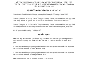 Quyết định 519/QĐ-BGDĐT 2020 công bố Danh mục văn bản quy phạm lĩnh vực quản lý nhà nước