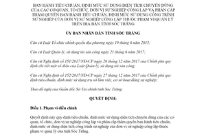 Quyết định 06/2020/QĐ-UBND định mức sử dụng diện tích chuyên dùng của các cơ quan Sóc Trăng