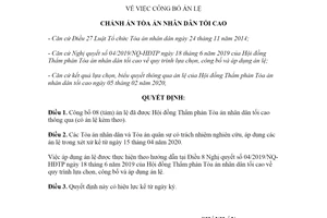 Quyết định 50/QĐ-CA 2020 công bố án lệ