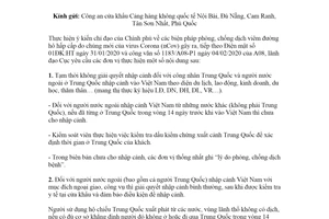 Công văn 1472/A08-P1 2020 từ chối nhập cảnh đối với người nước ngoài nhập cảnh từ vùng dịch