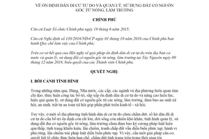 Nghị quyết 22/NQ-CP 2020 ổn định dân di cư tự do quản lý sử dụng đất nguồn gốc nông lâm trường