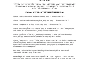 Quyết định 05/2020/QĐ-UBND định mức máy móc thiết bị chuyên dùng của cơ quan Hải Phòng