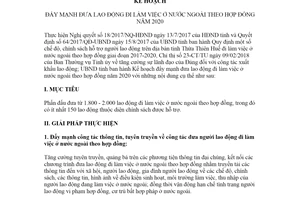 Kế hoạch 42/KH-UBND 2020 đẩy mạnh lao động đi làm việc ở nước ngoài hợp đồng Thừa Thiên Huế