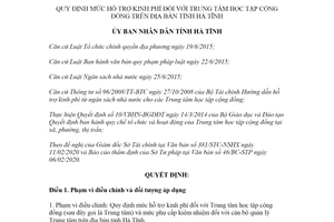 Quyết định 06/2020/QĐ-UBND quy định mức hỗ trợ kinh phí Trung tâm học tập cộng đồng Hà Tĩnh