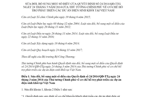 Quyết định 08/2020/QĐ-TTg sửa đổi Quyết định 24/2014/QĐ-TTg phát triển các dự án điện sinh khối