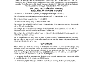 Nghị quyết 02/2020/NQ-HĐND dự án phát triển kinh tế vì lợi ích quốc gia phải thu hồi đất Phú Thọ