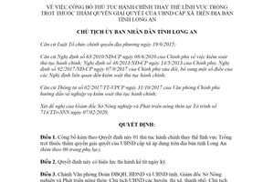 Quyết định 584/QĐ-UBND 2020 công bố thủ tục hành chính lĩnh vực Trồng trọt tỉnh Long An