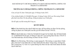 Quyết định 165/QĐ-BCĐ138/CP 2020 hoạt động của Ban Chỉ đạo phòng chống tội phạm