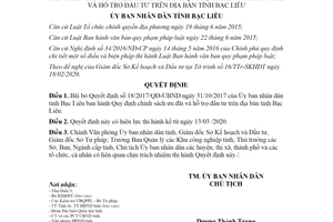 Quyết định 04/2020/QĐ-UBND bãi bỏ Quyết định chính sách ưu đãi và hỗ trợ đầu tư tỉnh Bạc Liêu