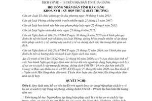 Nghị quyết 05/2020/NQ-HĐND hỗ trợ tiền ăn đối với người được cách ly y tế dịch COVID 19 Hà Giang