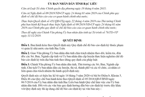 Quyết định 05/2020/QĐ-UBND quy định chế độ báo cáo định kỳ thuộc quản lý nhà nước tỉnh Bạc Liêu