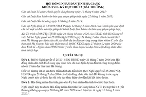 Nghị quyết 07/2020/NQ-HĐND bãi bỏ Nghị quyết 25/2016/NQ-HĐND Hội đồng nhân dân tỉnh Hà Giang