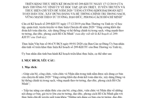 Kế hoạch 586/KH-UBND 2020 xây dựng Đảng trong sạch theo tư tưởng Hồ Chí Minh tỉnh Ninh Thuận