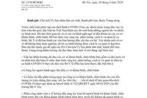 Công văn 1138/BCĐQG 2020 tăng cường sàng lọc phân luồng cách ly ca bệnh COVID-19
