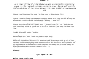 Thông tư 01/2020/TT-NHNN thời hạn trả nợ miễn giảm lãi phí hỗ trợ kháng hàng do dịch Covid-19