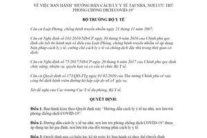 Quyết định 879/QĐ-BYT 2020 Hướng dẫn cách ly y tế tại nhà nơi lưu trú phòng chống dịch COVID-19