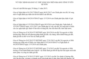 Kế hoạch 26/KH-UBND 2020 định giá đất cụ thể tỉnh Tuyên Quang