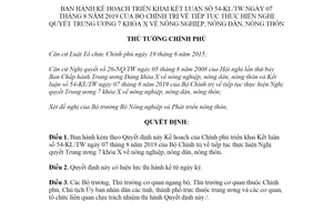 Quyết định 357/QĐ-TTg 2020 triển khai Kết luận 54-KL/TW nông nghiệp nông dân nông thôn