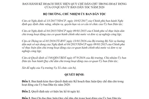 Quyết định 118/QĐ-UBDT 2020 thực hiện Quy chế dân chủ trong hoạt động của Ủy ban Dân tộc