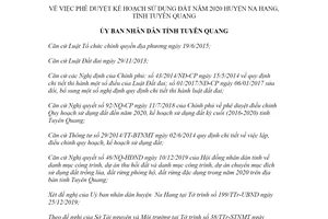 Quyết định 45/QĐ-UBND 2020 phê duyệt kế hoạch sử dụng đất huyện Na Hang tỉnh Tuyên Quang