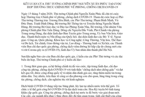 Thông báo 98/TB-VPCP kết luận của Thủ tướng Chính phủ phòng chống dịch COVID-19