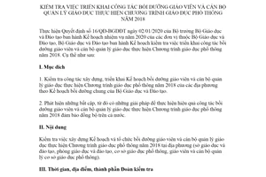 Kế hoạch 133/KH-BGDĐT 2020 bồi dưỡng giáo viên thực hiện giáo dục phổ thông