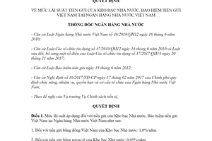 Quyết định 423/QĐ-NHNN 2020 mức lãi suất tiền gửi Kho bạc Nhà nước Bảo hiểm tiền gửi Việt Nam