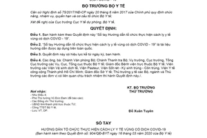 Quyết định 904/QĐ-BYT 2020 Sổ tay Hướng dẫn tổ chức thực hiện cách ly y tế vùng có dịch COVID-19