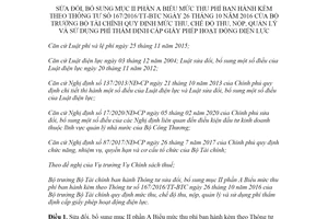 Thông tư 12/2020/TT-BTC sửa đổi Biểu mức thu phí kèm theo Thông tư 167/2016/TT-BTC